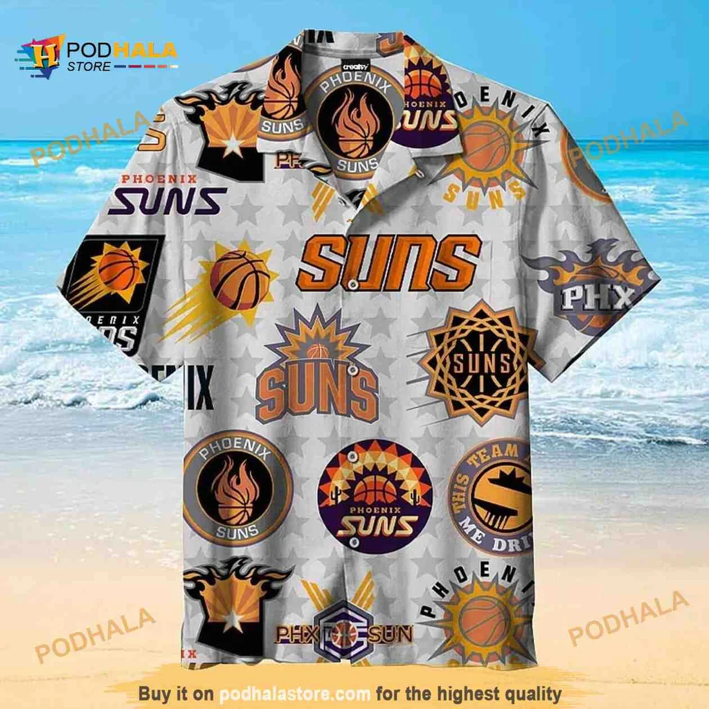Phoenix Suns Hawaiian Shirt Featuring Vibrant Team Colors And Logos