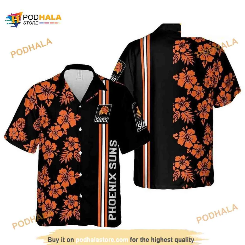 Phoenix Suns Hawaiian Shirt With Hibiscus Flowers For Basketball Fans