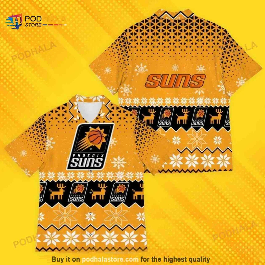 Phoenix Suns Hawaiian Shirt With Snowflake Pattern For Basketball Fans