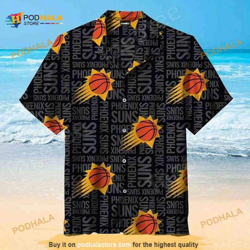 Phoenix Suns Hawaiian Shirt With Vibrant Logo And Basketball Graphics