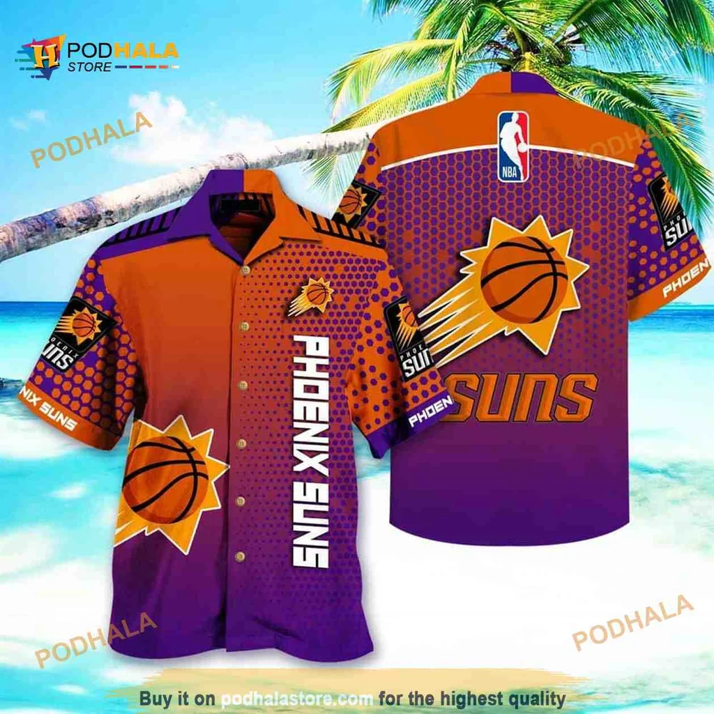 Phoenix Suns Hawaiian Shirt With Vibrant Sun Emblem And Bold Team Colors