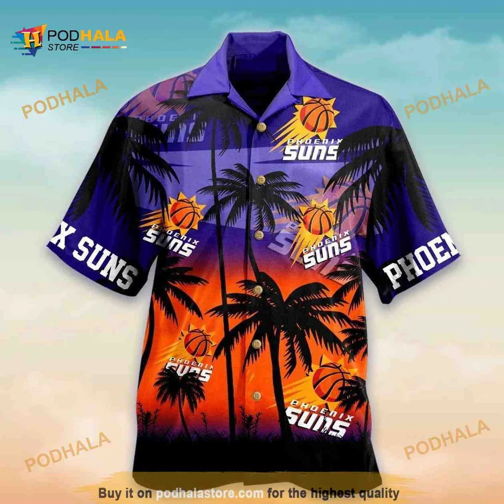 Phoenix Suns Tropical Fan Shirt Featuring Vibrant Sunset Design