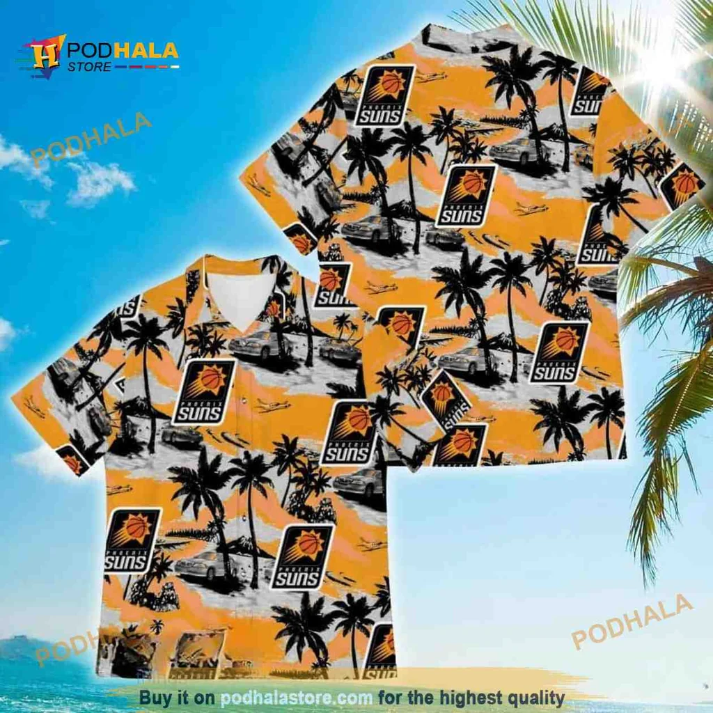Phoenix Suns Tropical Fan Shirt With Vibrant Beach Scene Design