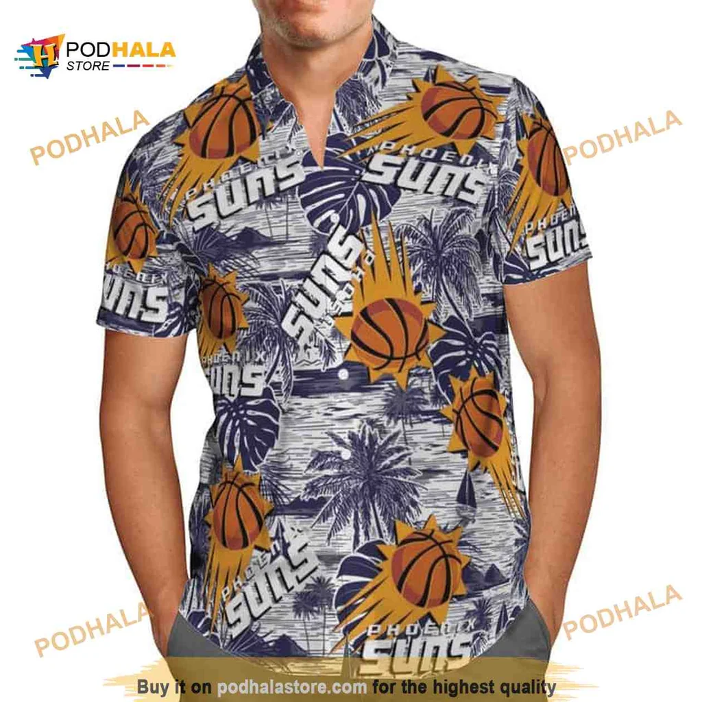 Phoenix Suns Tropical Hawaiian Shirt With Basketball Motifs