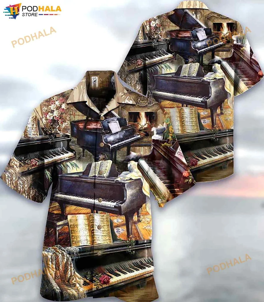 Piano Music Lover Hawaiian Shirt With Floral Patterns And Elegant Design