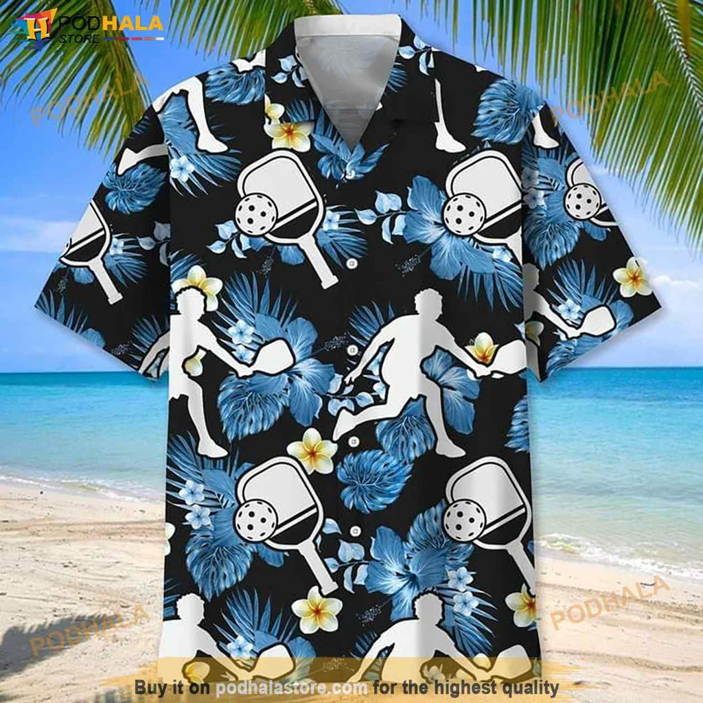 Pickleball Tropical Aloha Shirt With Vibrant Floral Design