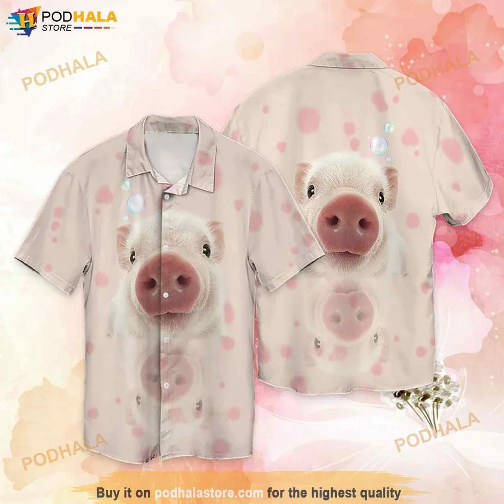 Pig Cartoon Funny Hawaiian Shirt With Cheerful Design