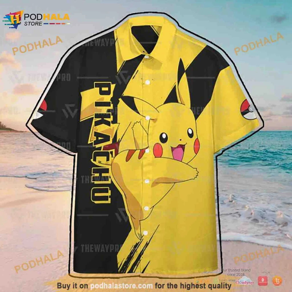Pikachu Aloha Shirt With Playful Design And Colorful Background