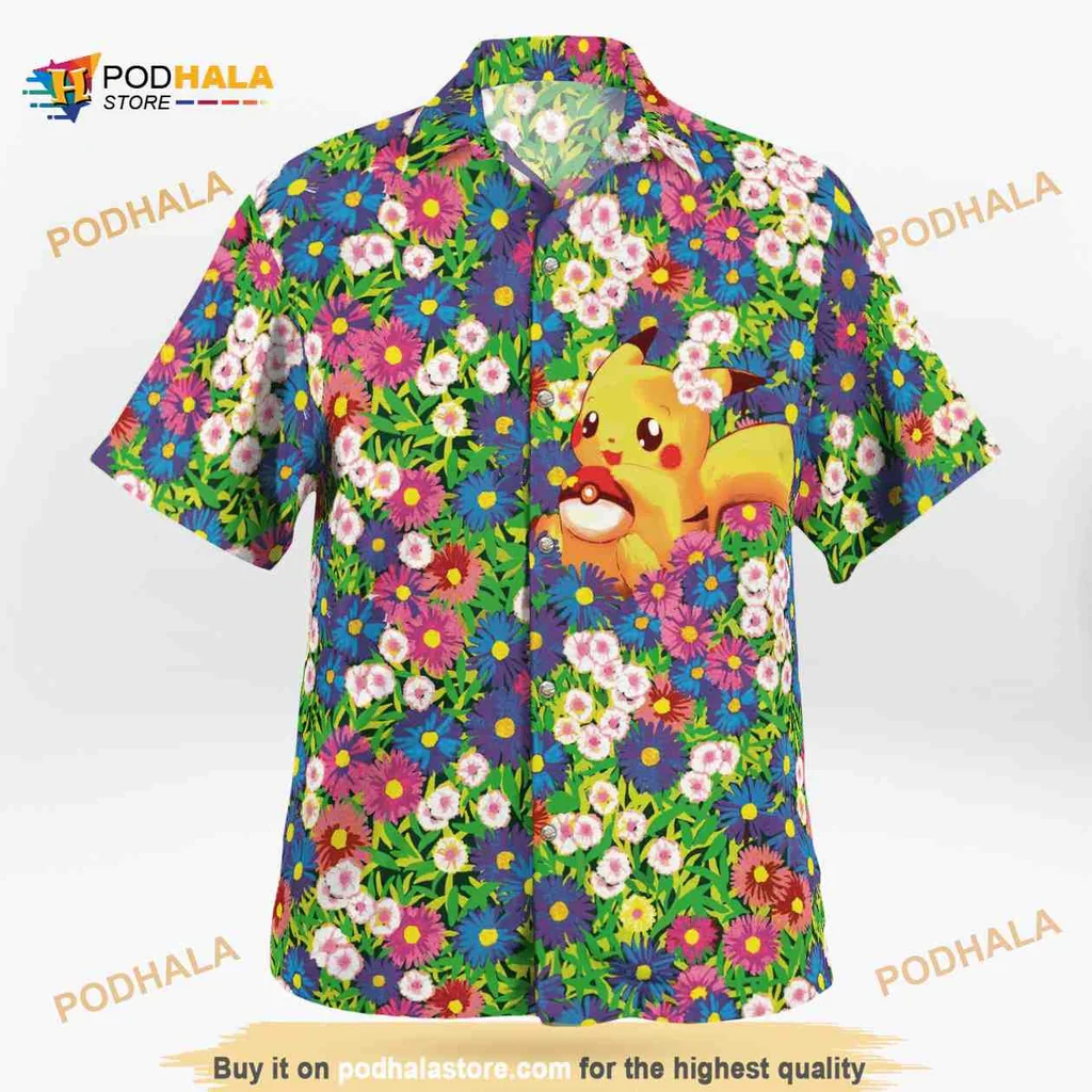 Pikachu Floral Tropical Hawaiian Shirt With Summer Vibes