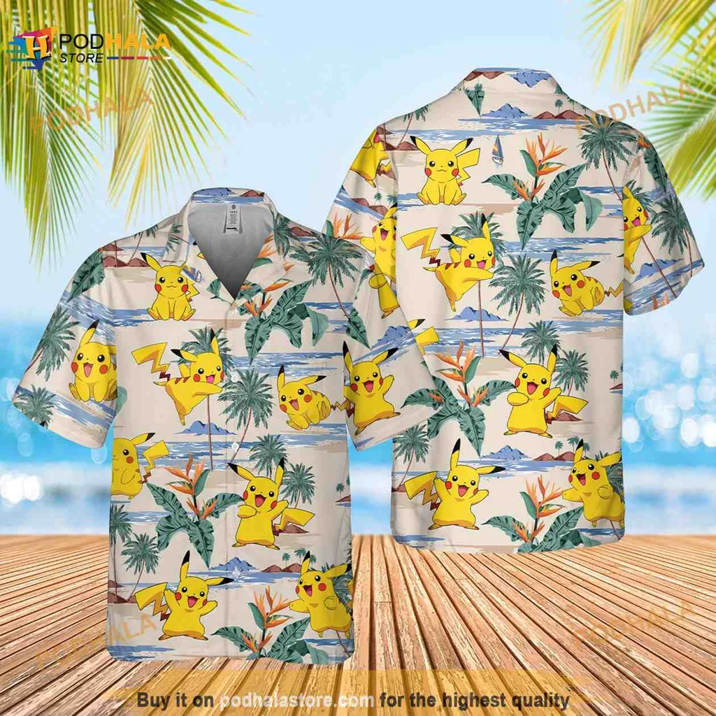 Pikachu Tropical Hawaiian Shirt With Vibrant Summer Print