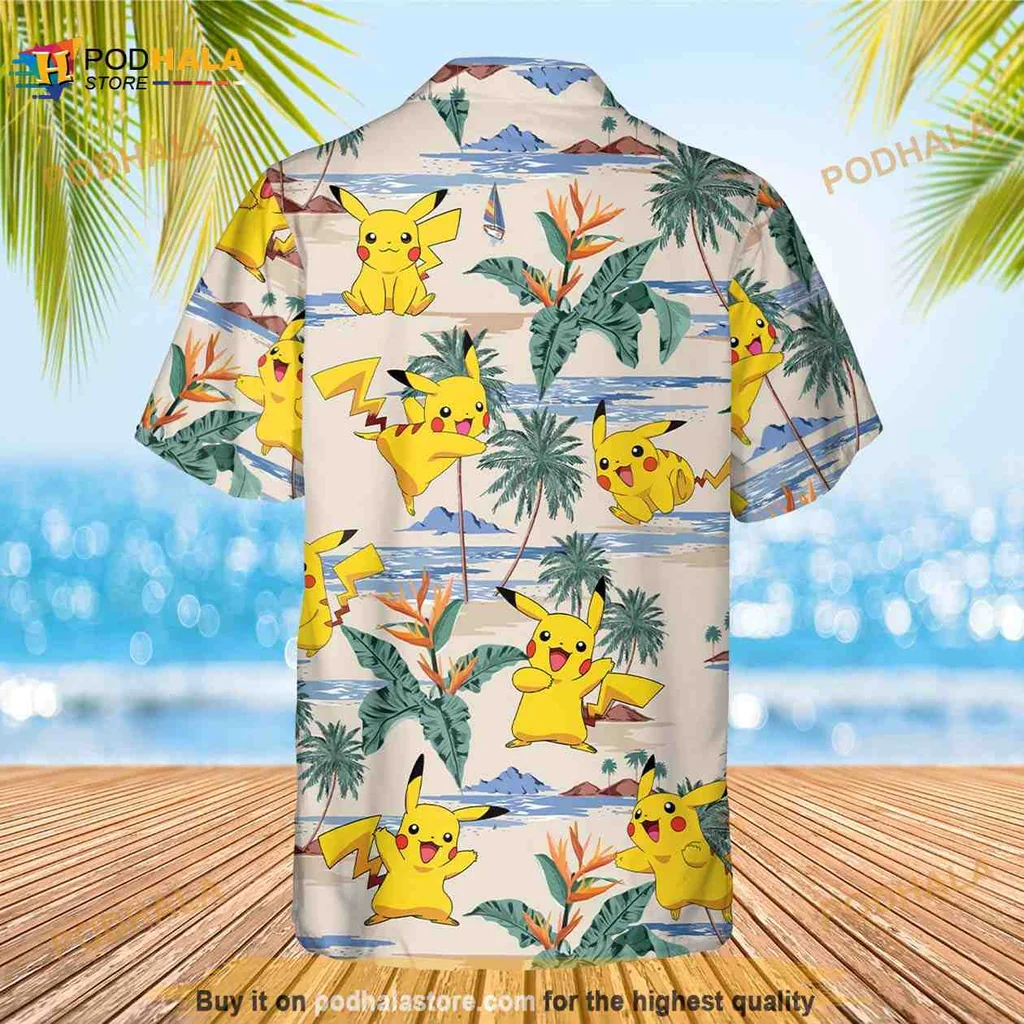 Pikachu Tropical Tropical Shirt With Vibrant Summer Print Pikachu Tropical Tropical Shirt With Vibrant Summer Print