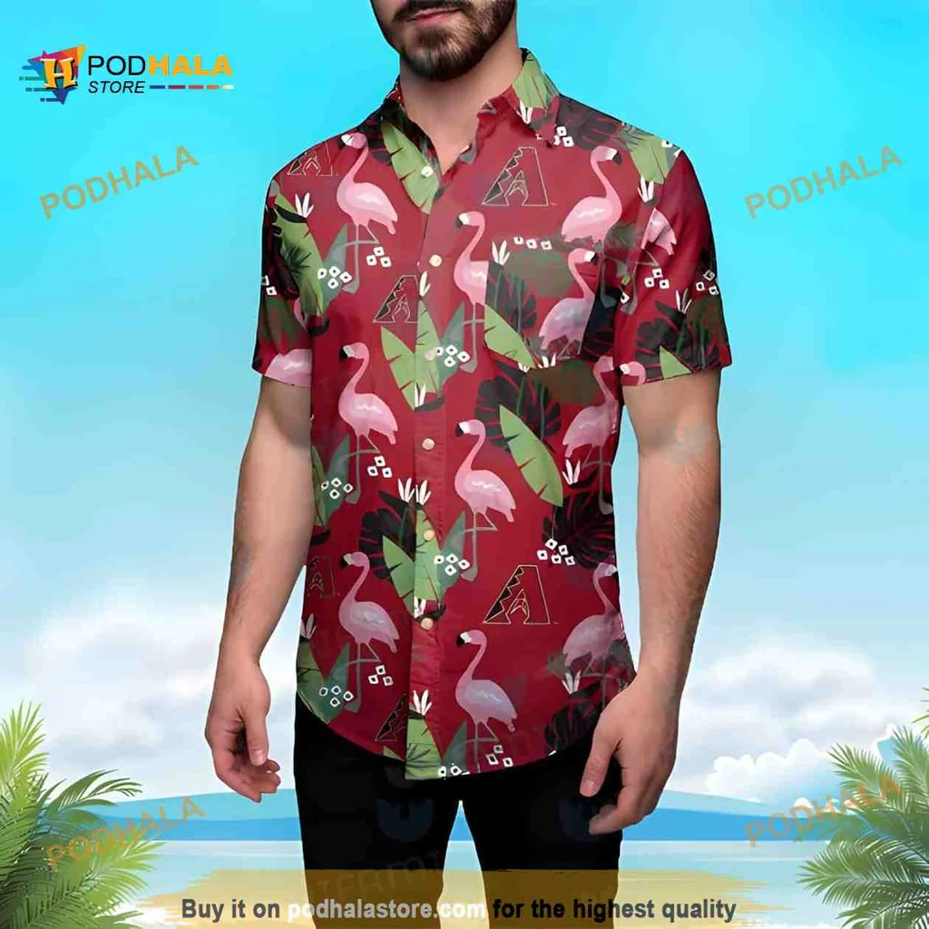 Pink Flamingo Tropical Hawaiian Shirt, Vibrant Banana Leaf Design
