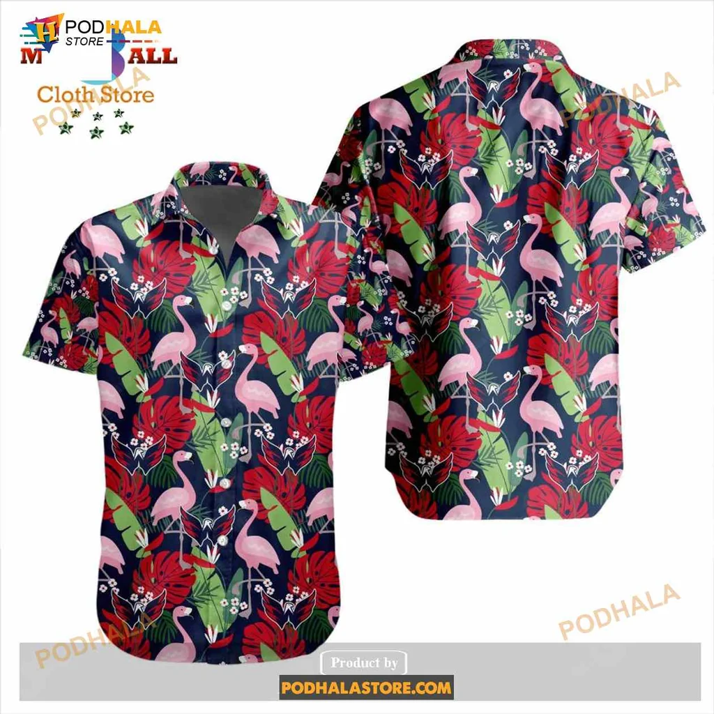 Pink Flamingo Tropical Hawaiian Shirt With Lush Green Foliage Design