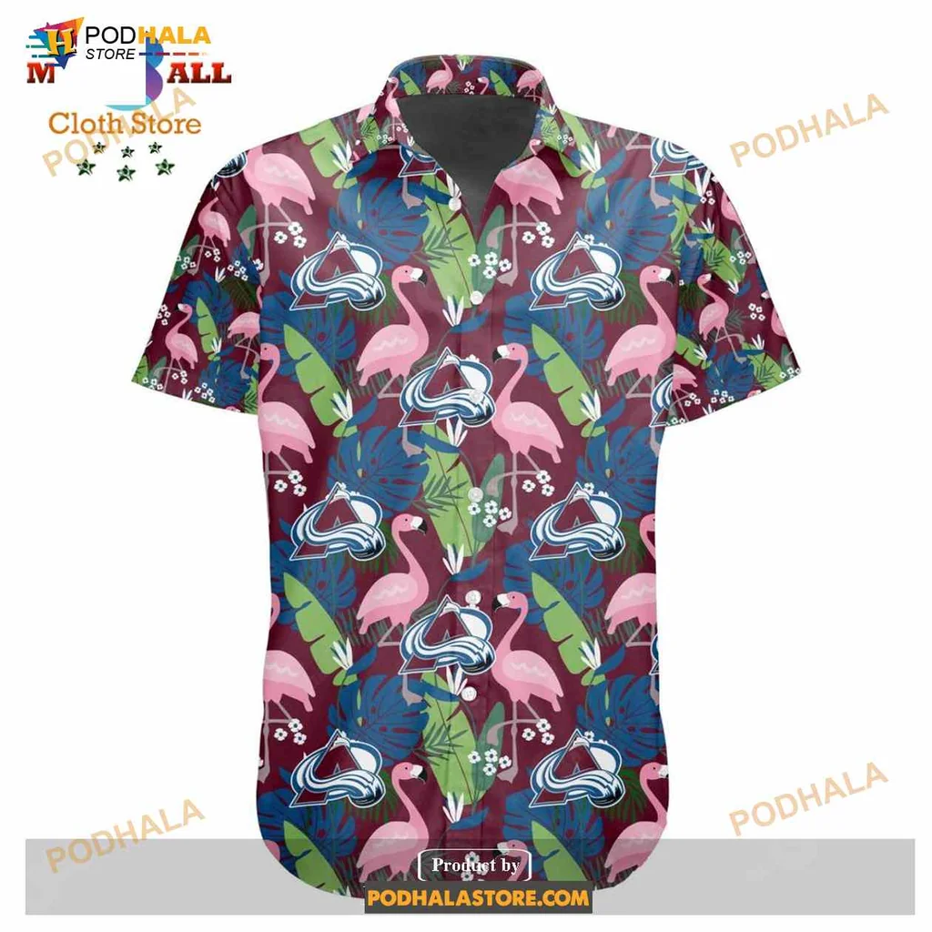 Pink Flamingo Tropical Aloha Shirt With Vibrant Green Leaves Pink Flamingo Tropical Aloha Shirt With Vibrant Green Leaves