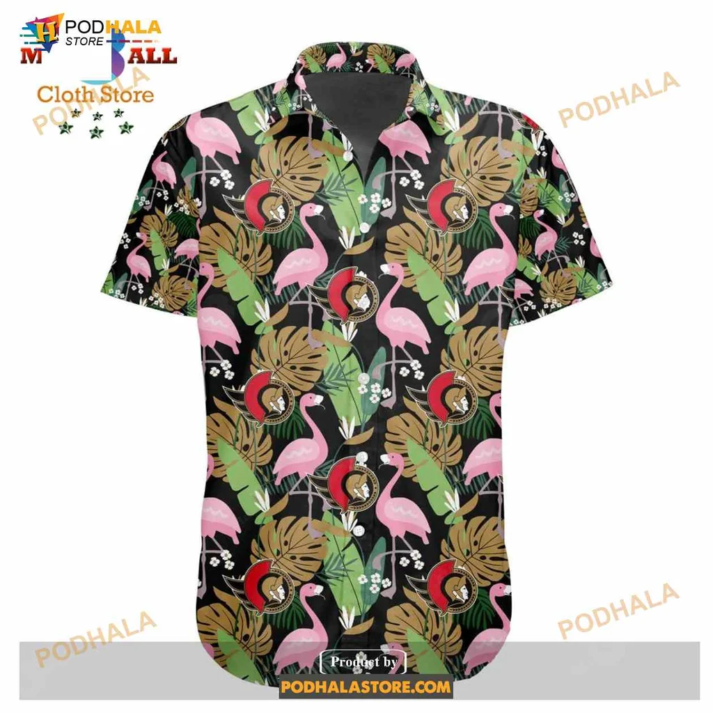 Pink Flamingo Tropical Hawaiian Shirt With Vibrant Tropical Foliage Design