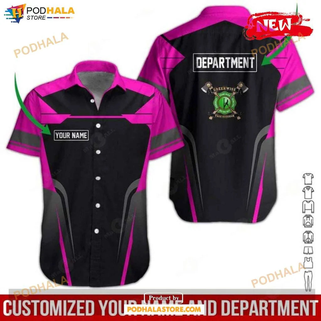 Pink Green Fitness Aloha Shirt, Vibrant Gym Design For Summer Casual Wear