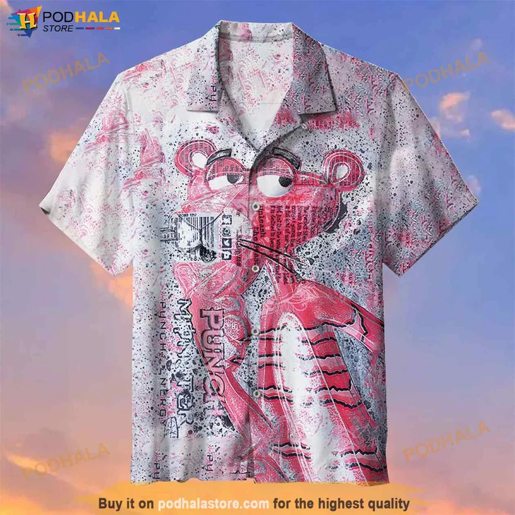 Pink Panther Cartoon Hawaiian Shirt With Colorful Summer Patterns