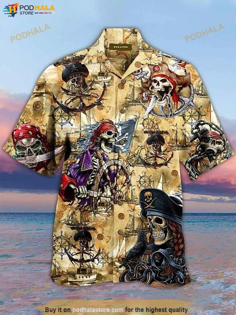Pirate Skull Funny Hawaiian Shirt With Whimsical Nautical Design