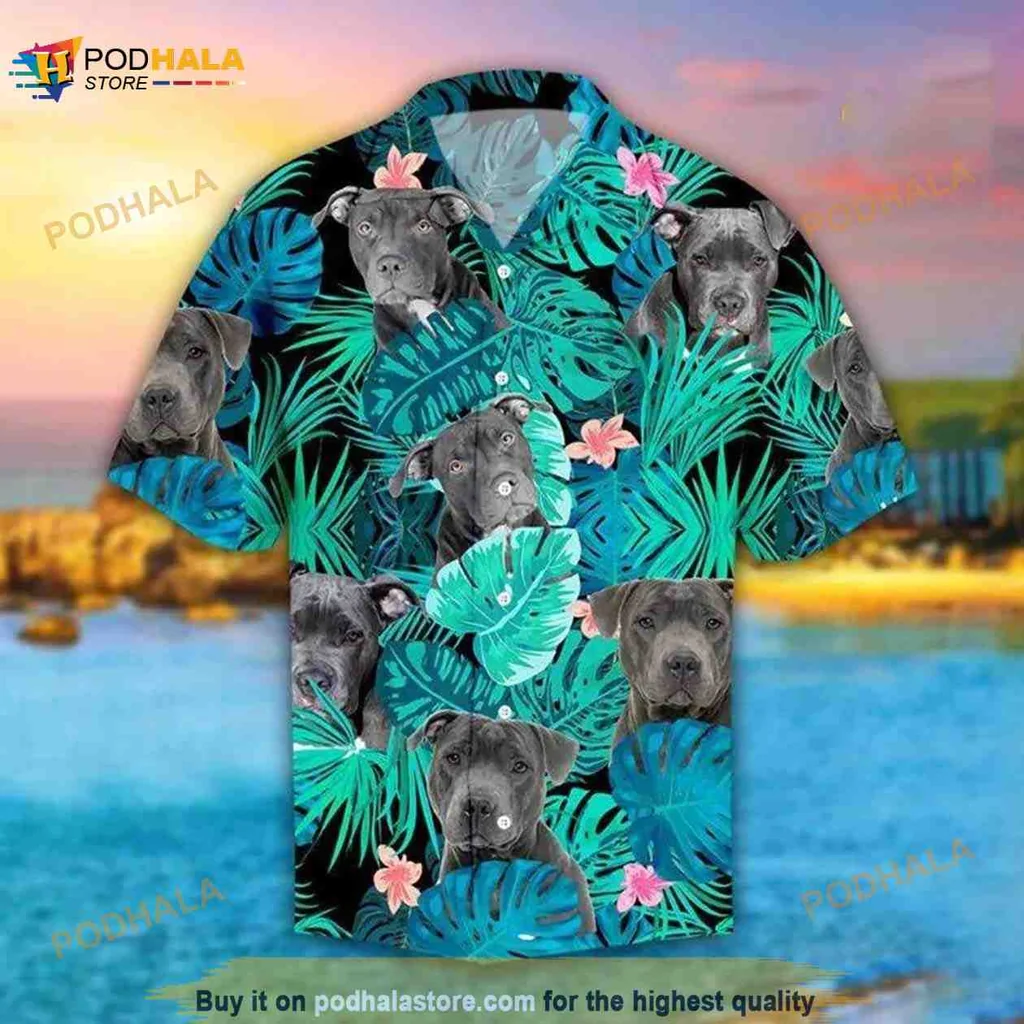 Pitbull Hibiscus Tropical Hawaiian Shirt With Bold Floral Design