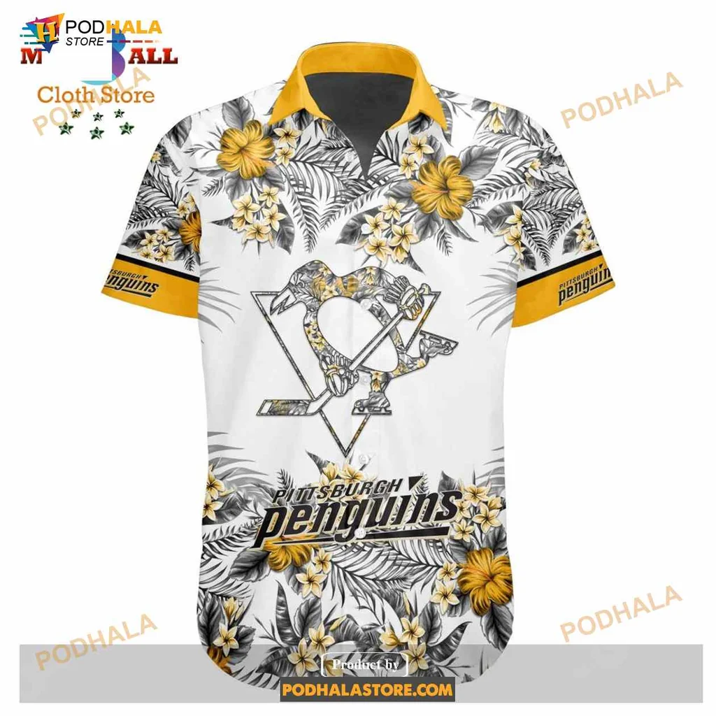 Pittsburgh Penguins Floral Hawaiian Shirt With Colorful Flowers And Logo