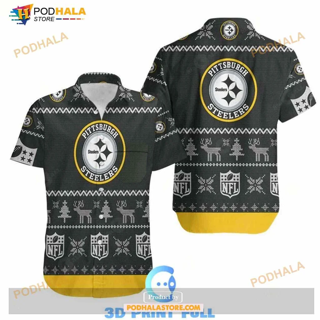 Pittsburgh Steelers Christmas Hawaiian Shirt With Festive Holiday Design