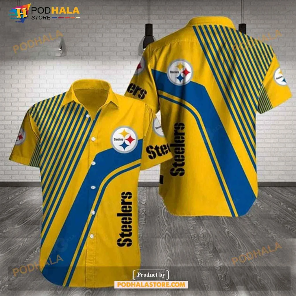 Pittsburgh Steelers Fan Hawaiian Shirt With Bold Diagonal Stripes
