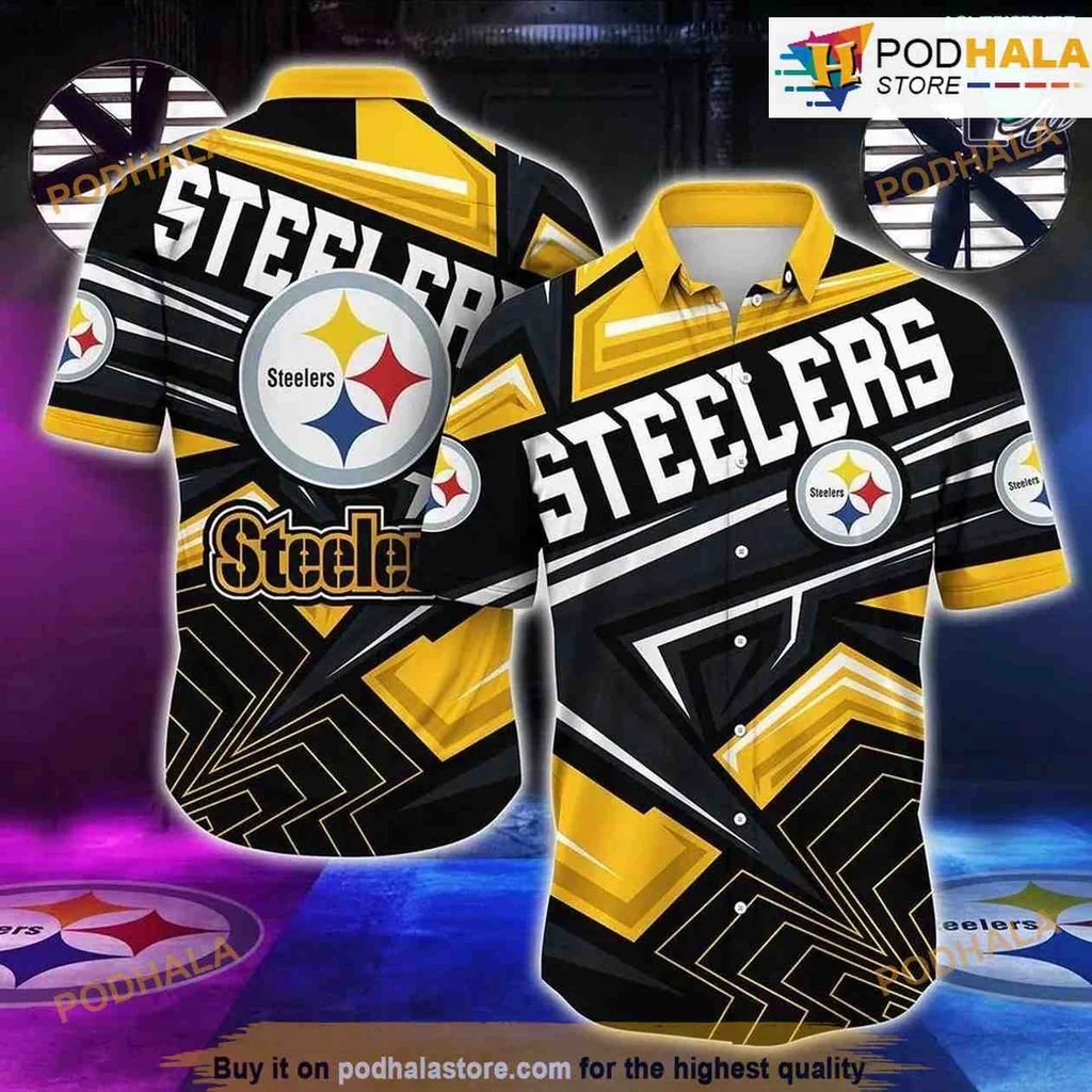Pittsburgh Steelers Geometric Hawaiian Shirt With Bold Team Colors