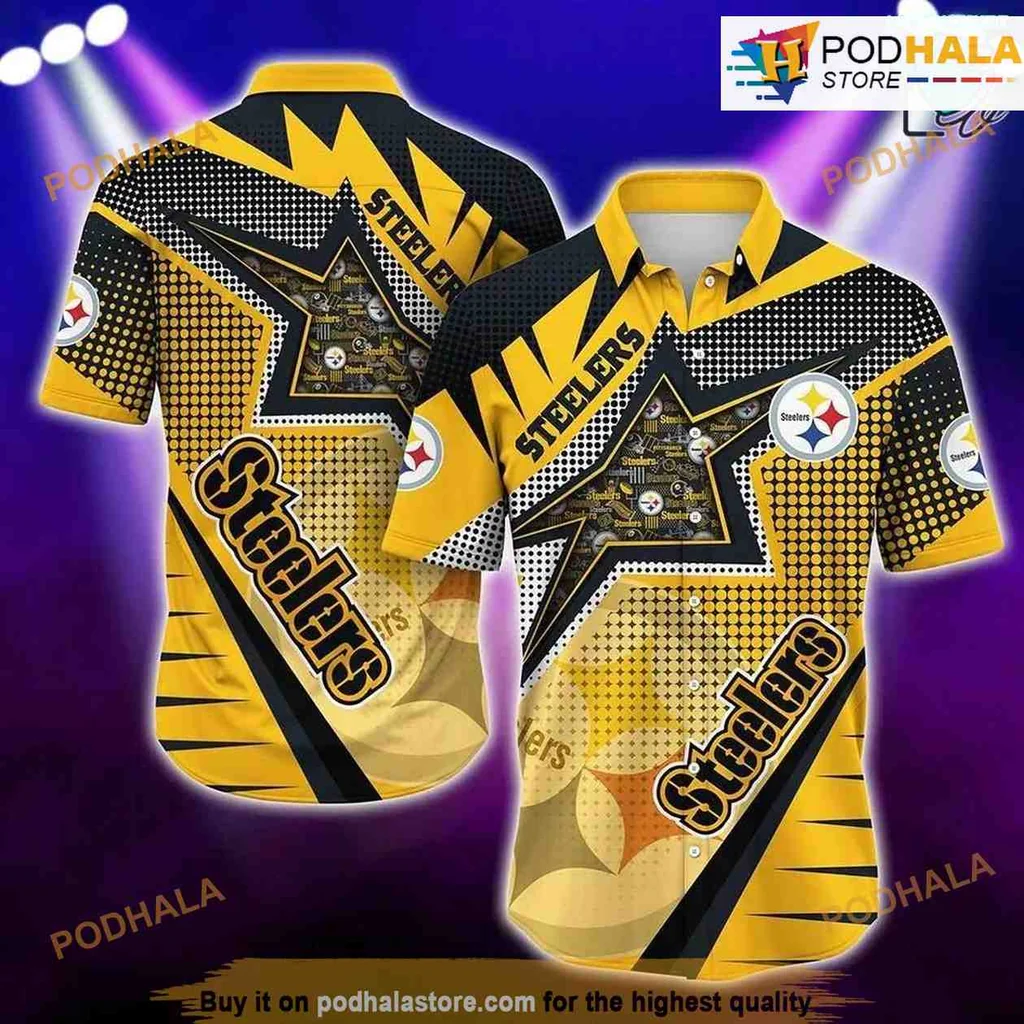 Pittsburgh Steelers Hawaiian Shirt Featuring Bold Star Motif For Fans