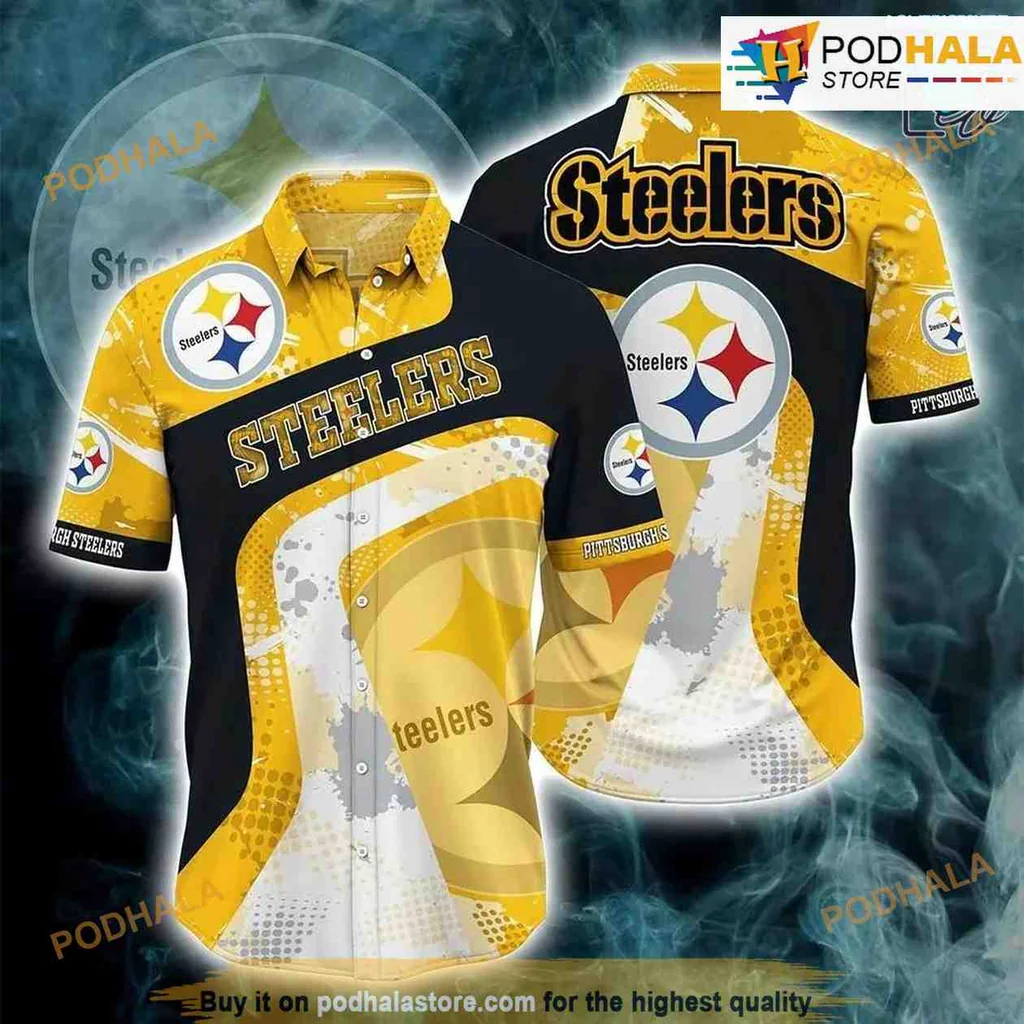 Pittsburgh Steelers Hawaiian Shirt With Bold Team Logo Pittsburgh Steelers Hawaiian Shirt With Bold Team Logo