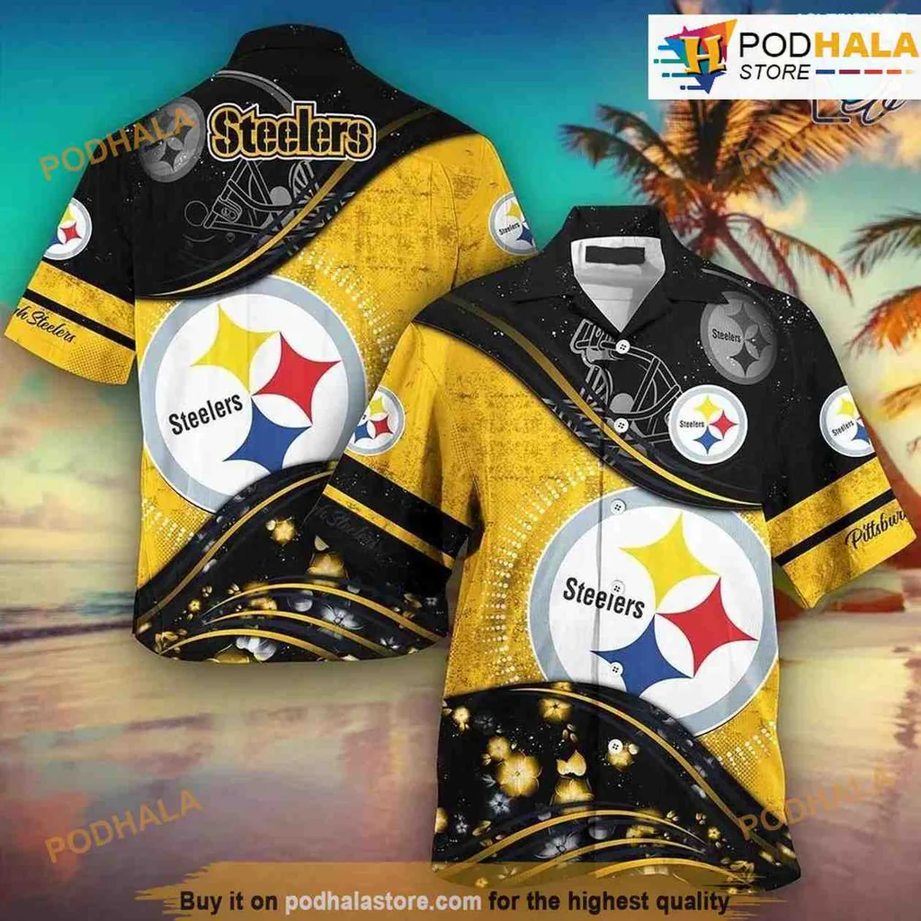 Pittsburgh Steelers Hawaiian Shirt With Bold Team Logo And Starry Background
