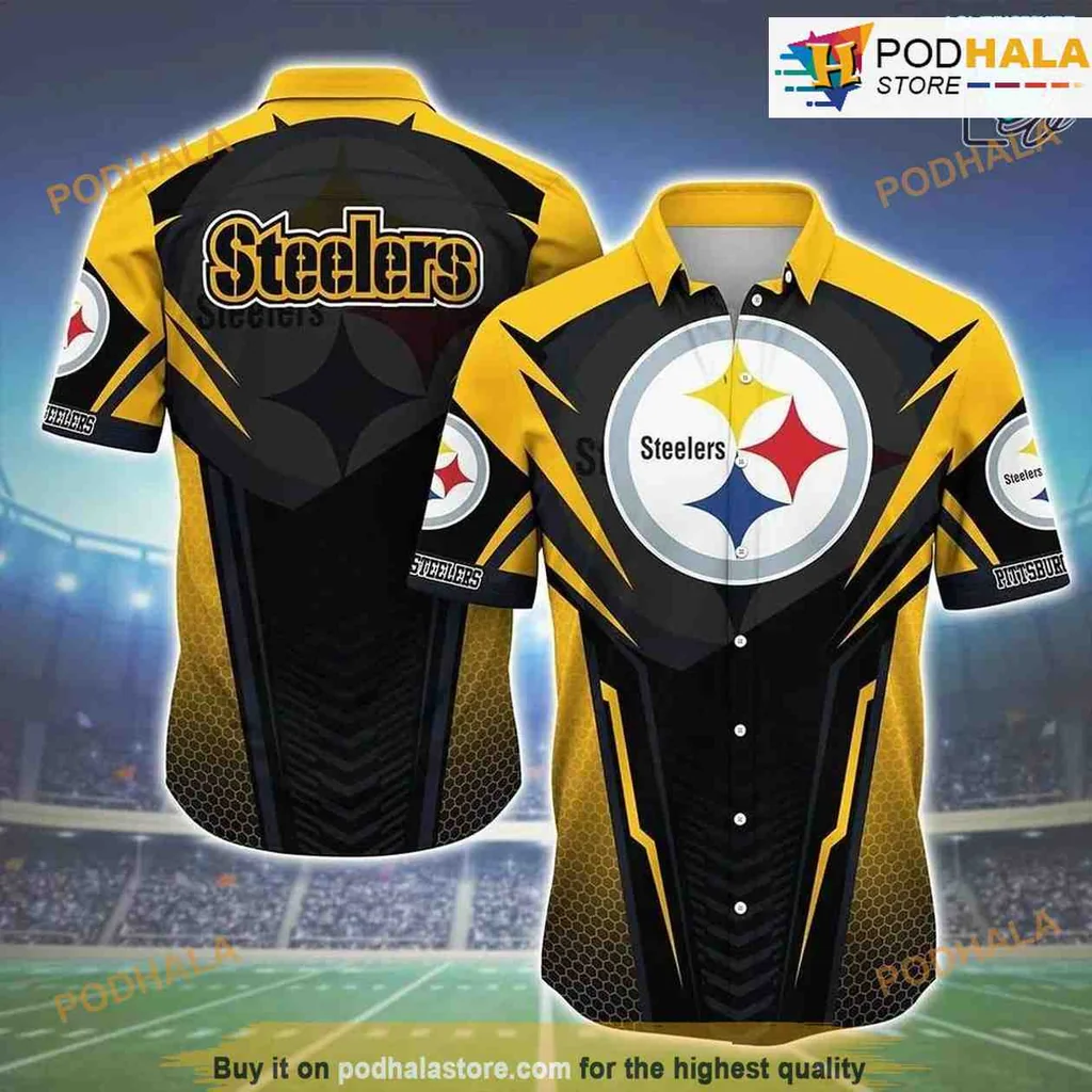 Pittsburgh Steelers Hawaiian Shirt With Bold Team Logo For Fans Pittsburgh Steelers Hawaiian Shirt With Bold Team Logo For Fans