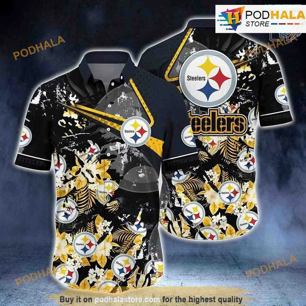 Pittsburgh Steelers Hawaiian Shirt With Tropical Pattern For Sports Fans Pittsburgh Steelers Hawaiian Shirt With Tropical Pattern For Sports Fans