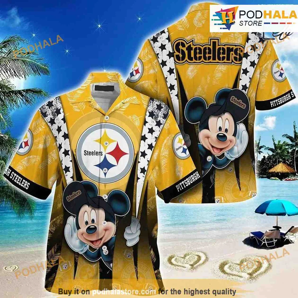 Pittsburgh Steelers Mickey Hawaiian Shirt With Tropical Design