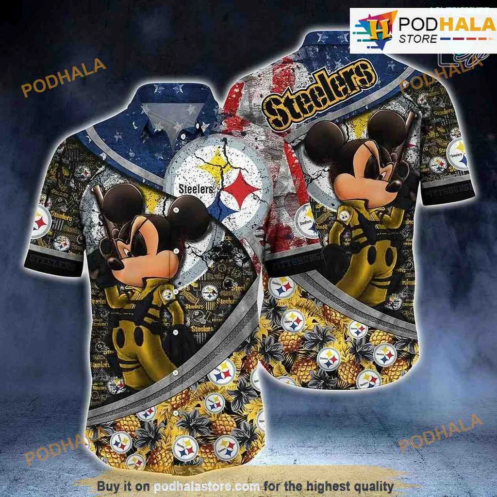 Pittsburgh Steelers Mickey Mouse Hawaiian Shirt With Bold Design Pittsburgh Steelers Mickey Mouse Hawaiian Shirt With Bold Design