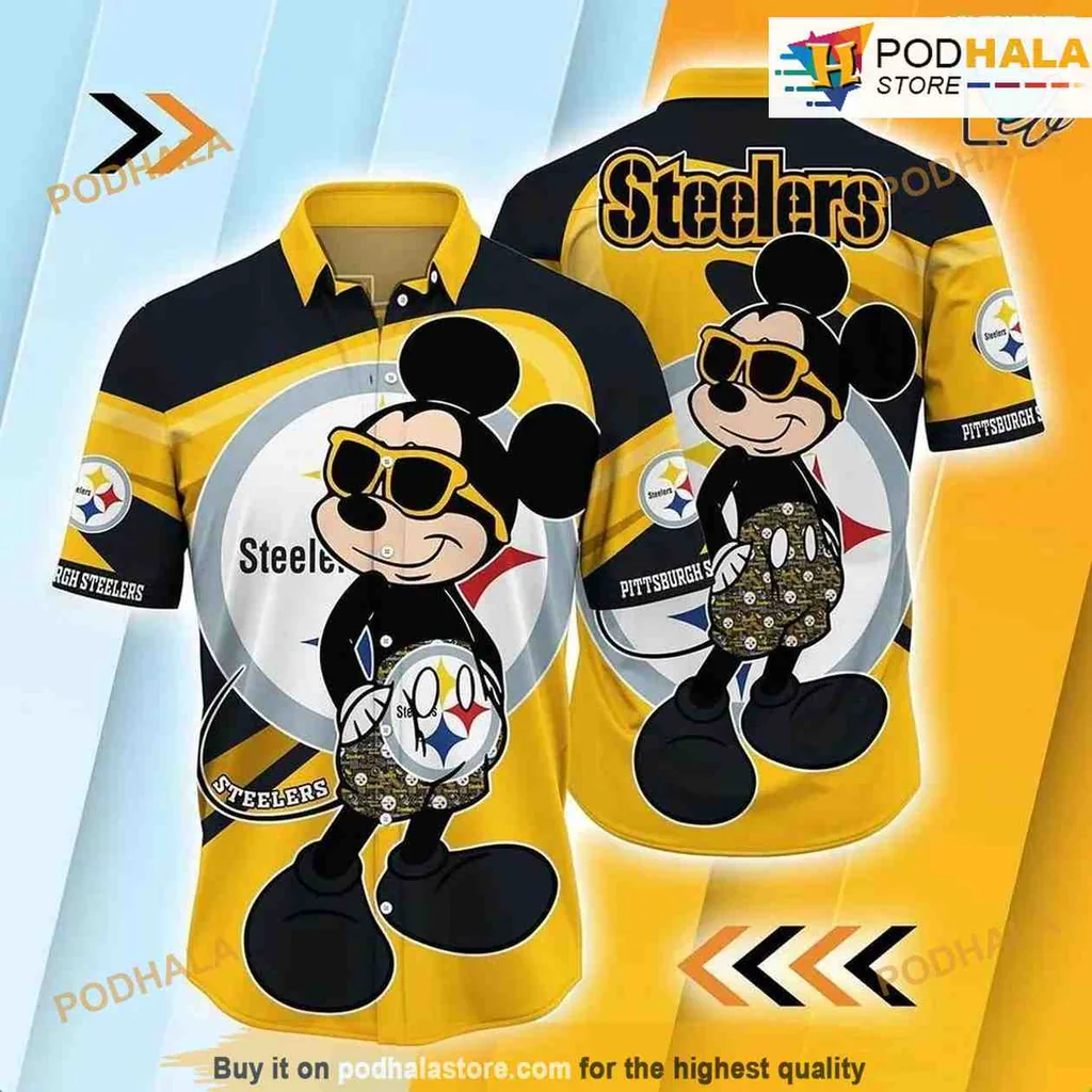 Pittsburgh Steelers Mickey Mouse Hawaiian Shirt With Fun Cartoon Design