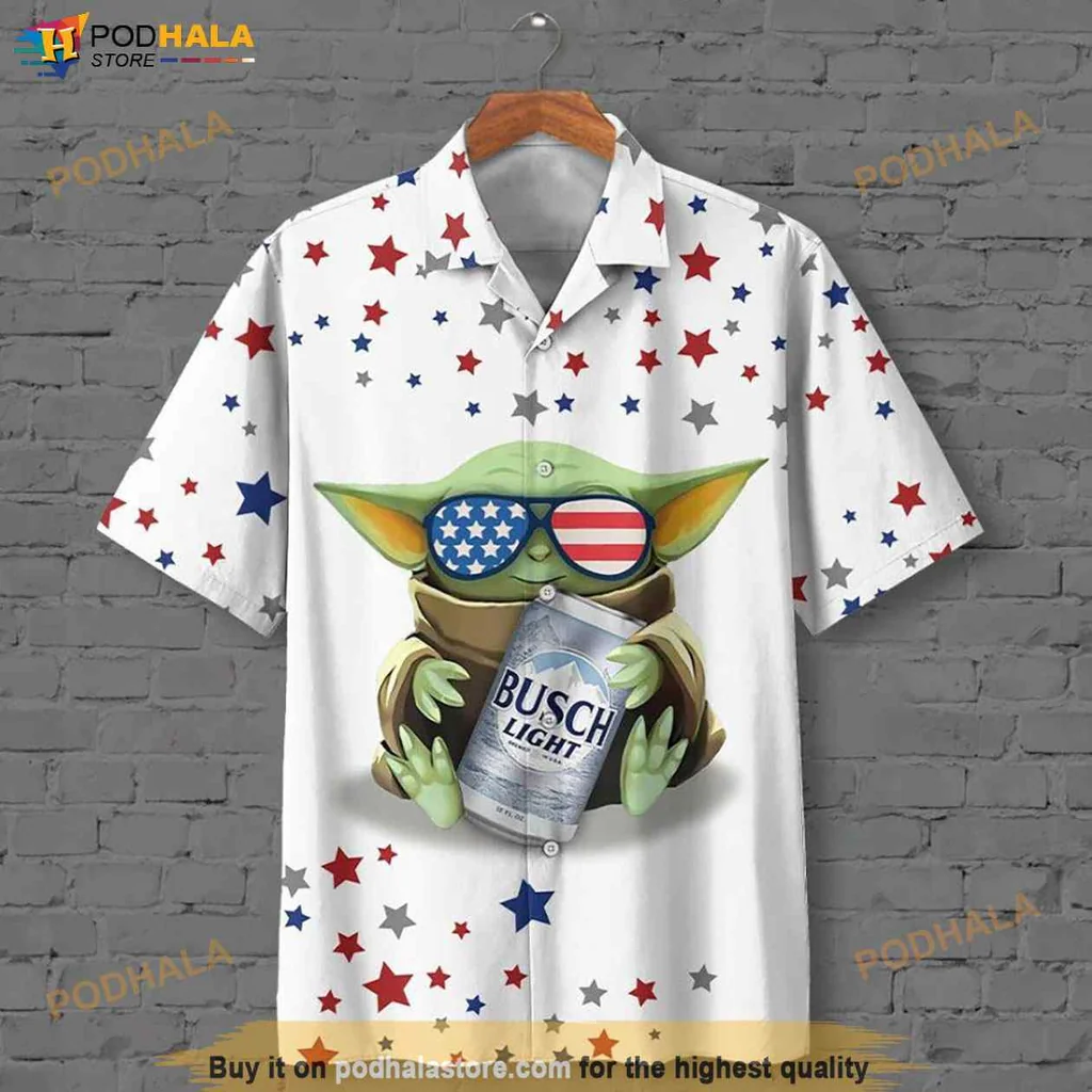 Playful Alien Hawaiian Shirt With American Flag Sunglasses And Stars Design