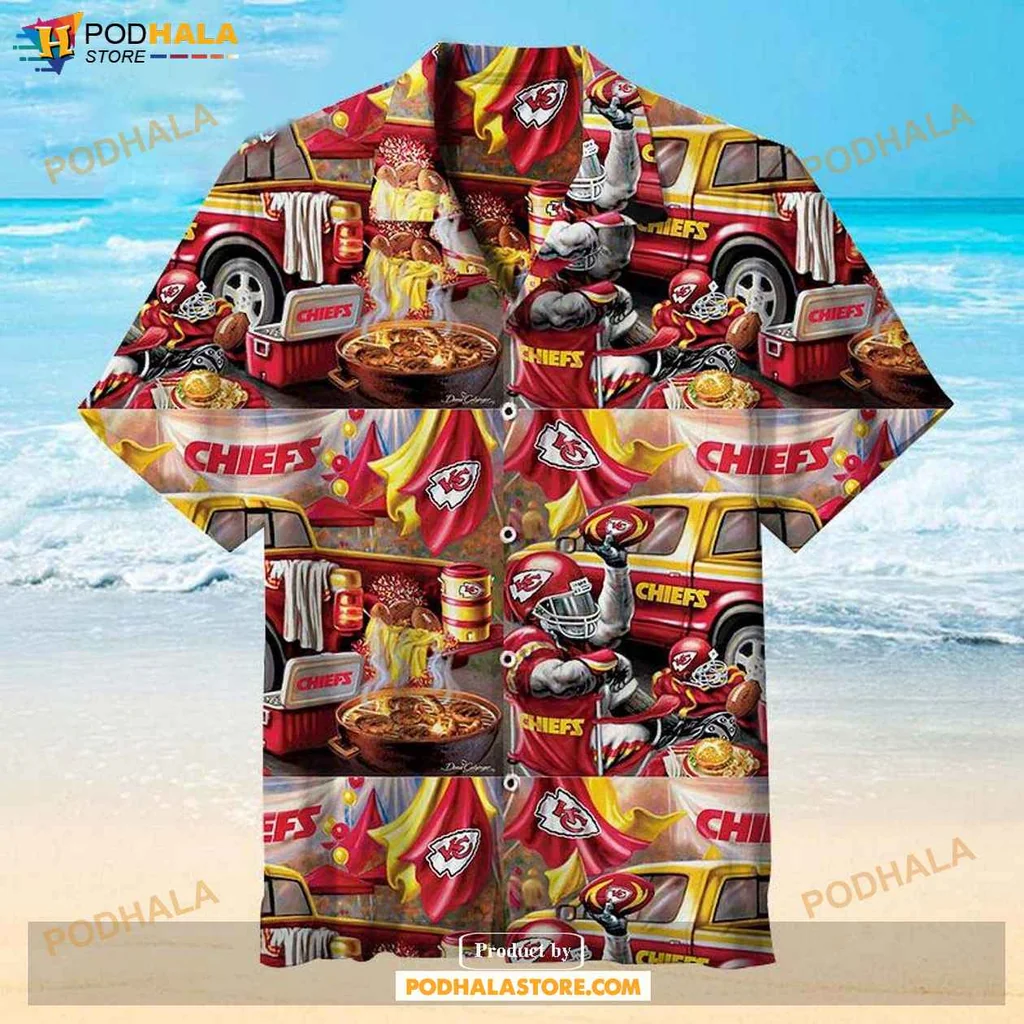 Playful Barbecue Kansas City Chiefs Hawaiian Shirt, Vibrant Team Spirit Design