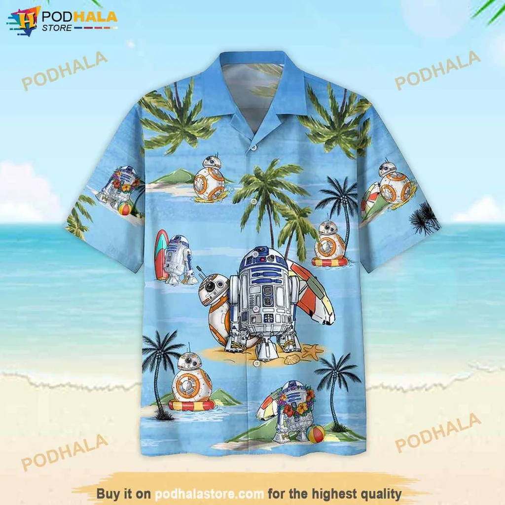 Playful Bb 8 Tropical Hawaiian Shirt, Vibrant R2 D2 Beach Design For Star Wars Fans