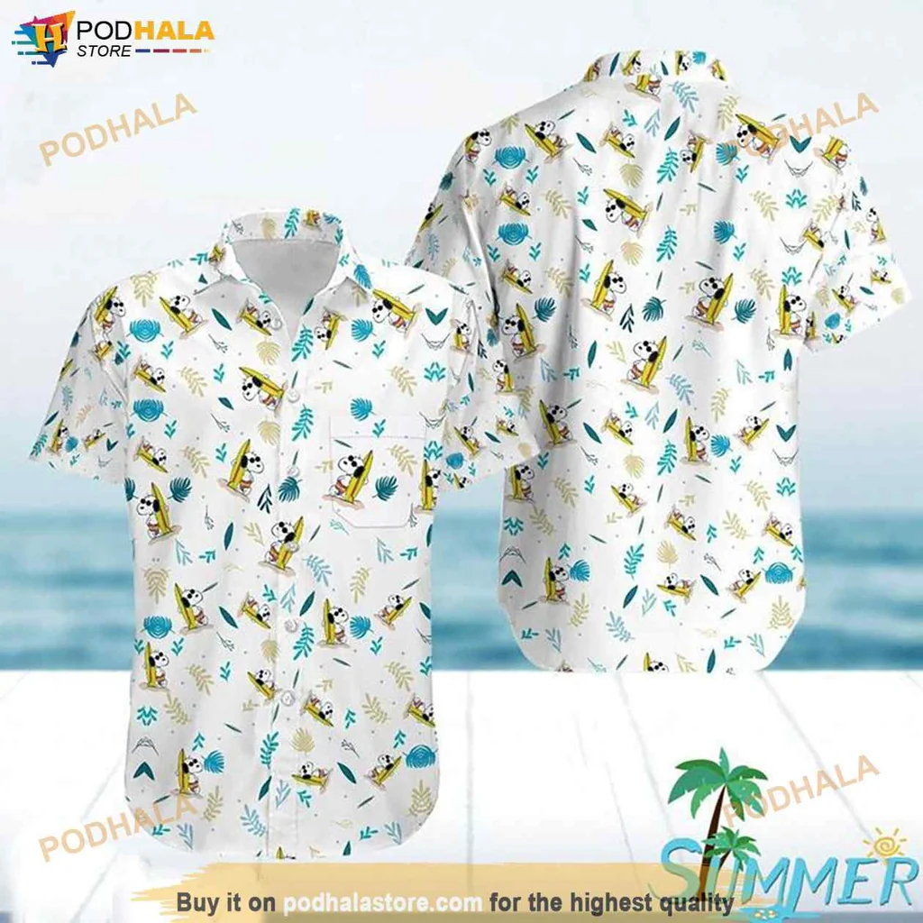 Playful Beagle Aloha Hawaiian Shirt With Tropical Palm Trees And Beach Motifs