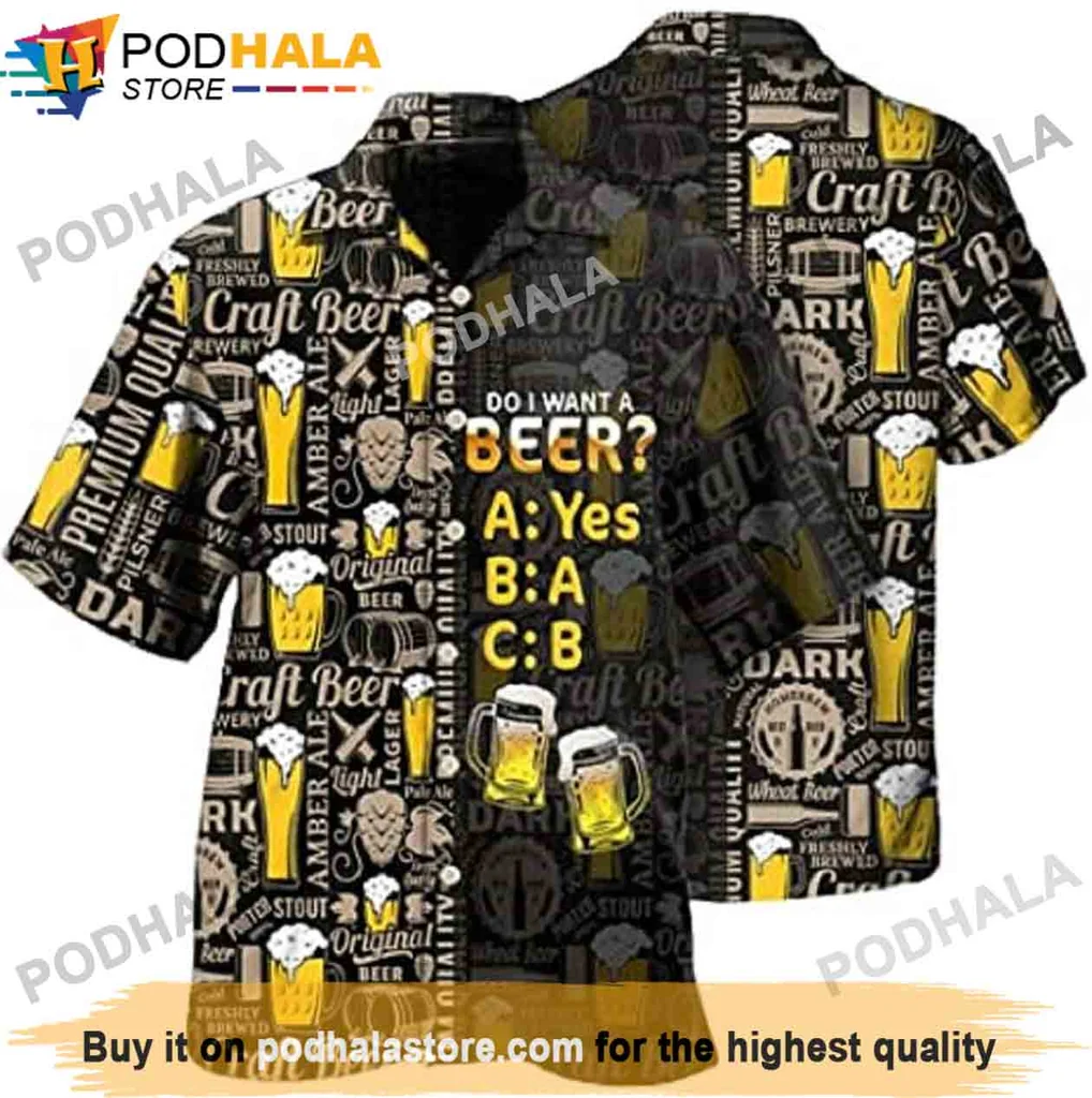 Playful Beer Lover Hawaiian Shirt, Humorous Gifts For Beer Enthusiasts