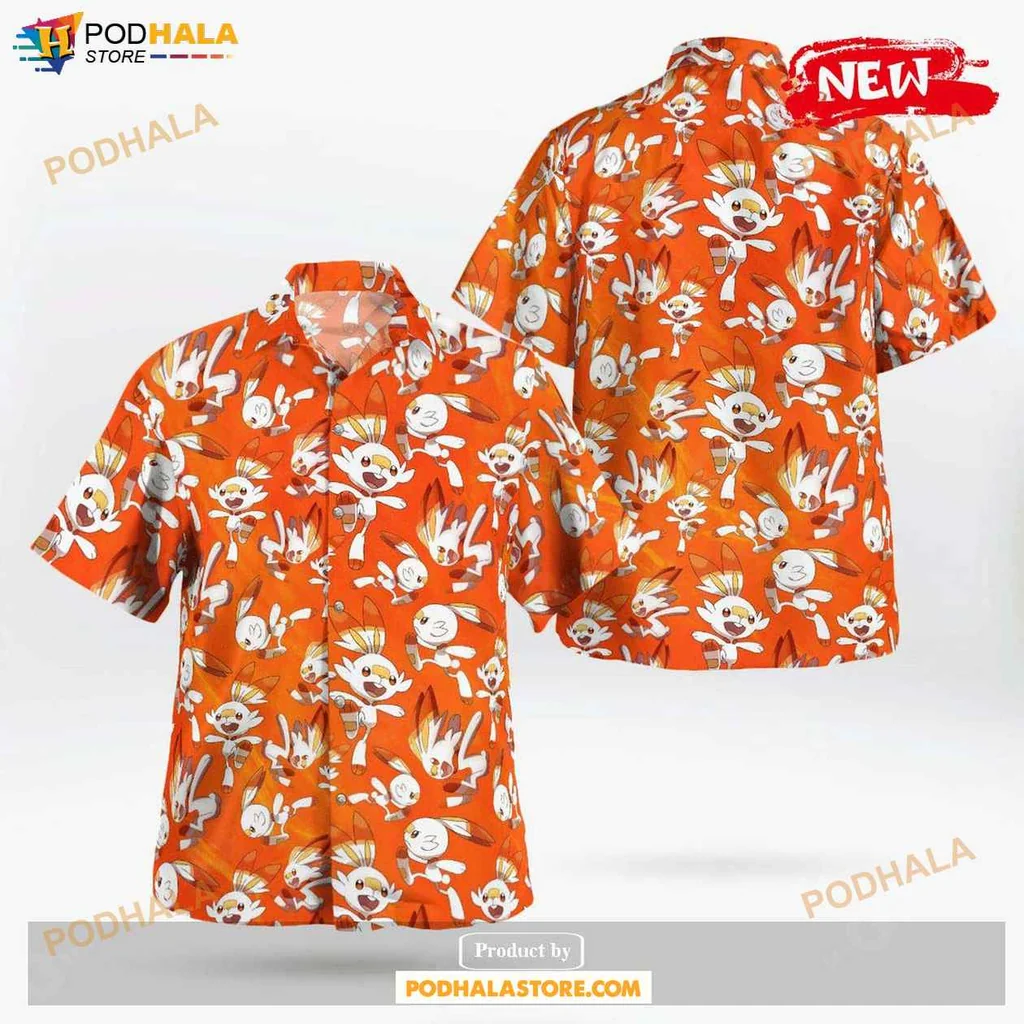 Playful Bunny Aloha Shirt, Vibrant Tropical Design For Summer Fun In Casual Outings