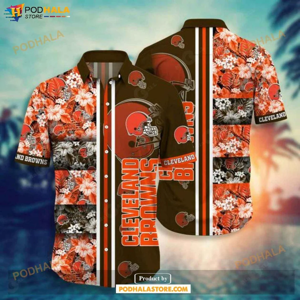 Playful Cleveland Browns Hawaiian Shirt, Vibrant Tropical Design For Summer Fun