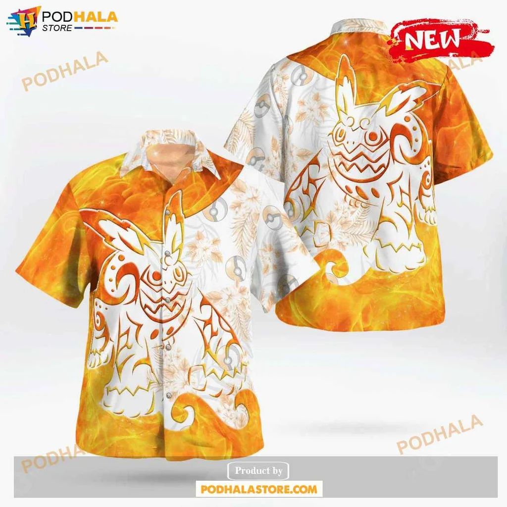 Playful Darmanitan Aloha Shirt, Vibrant Tropical Design For Women And Men