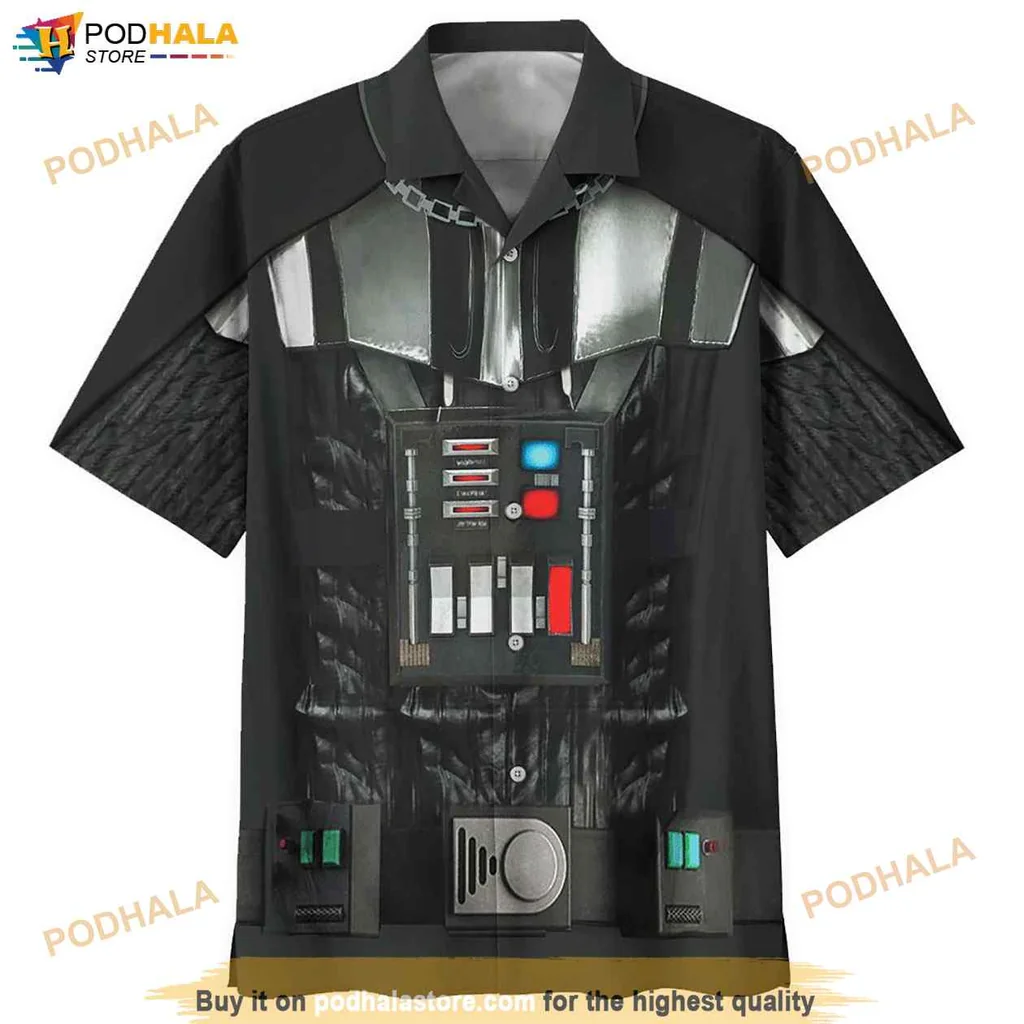 Playful Darth Vader Hawaiian Shirt With Bold Graphic Design, Cosplay Style