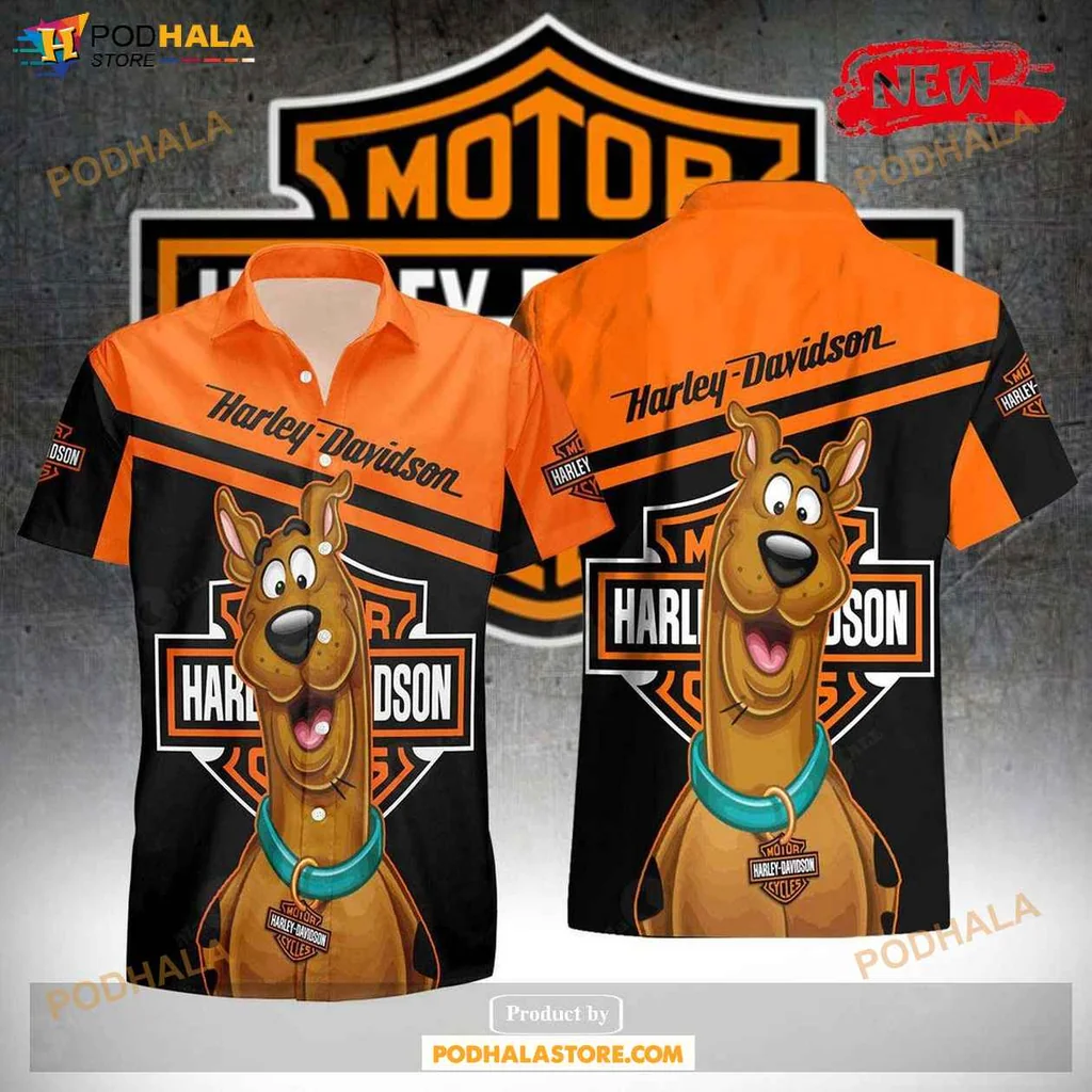 Playful Dog Motorcycle Aloha Shirt, Vibrant Cartoon Dog Summer Shirt For Men
