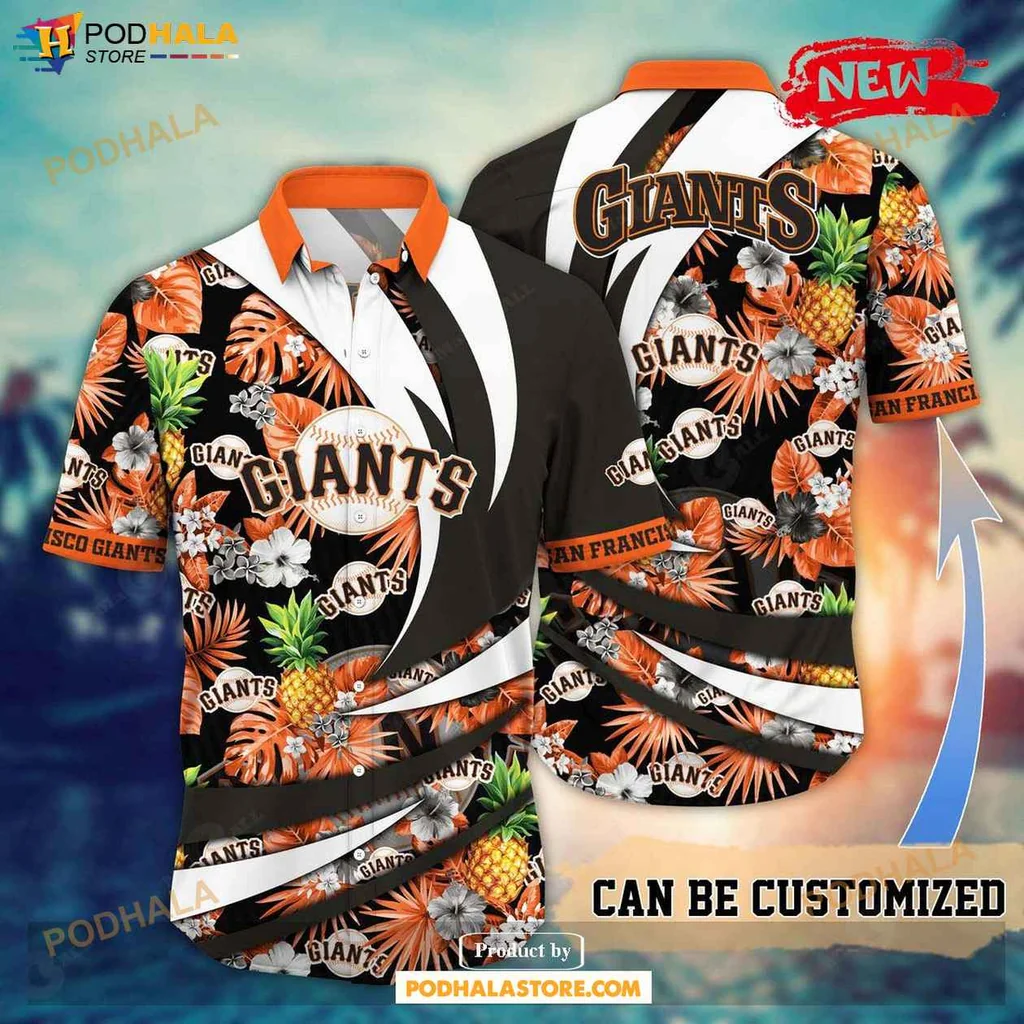 Playful Giants Aloha Shirt, Vibrant San Francisco Giants Floral Pineapple Shirt