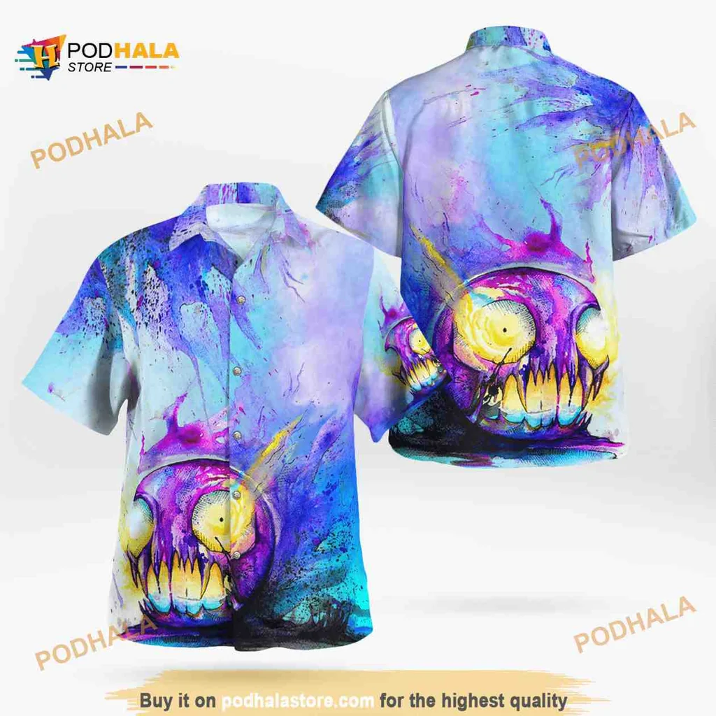 Playful Halloween Skull Hawaiian Shirt With Colorful Design