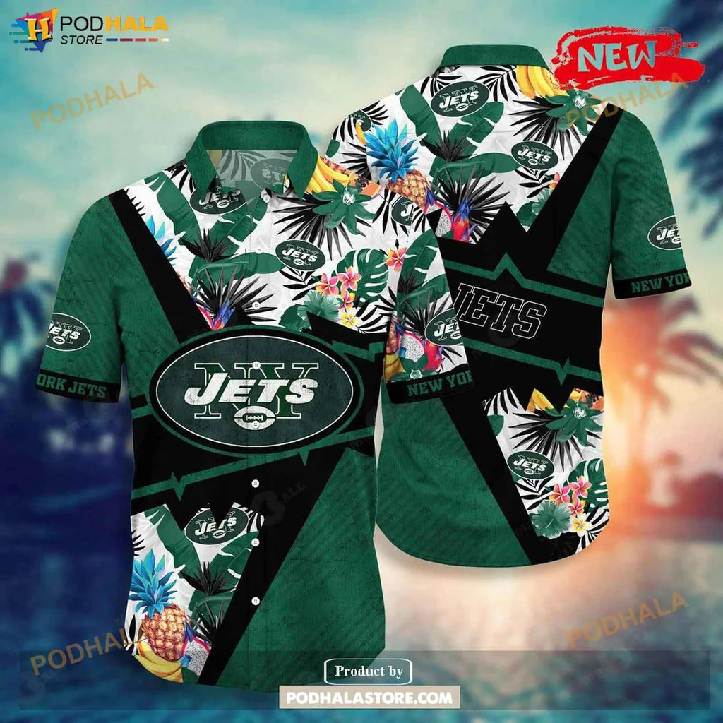 Playful Jets Aloha Shirt, Vibrant New York Jets Floral Design Casual Summer Tee