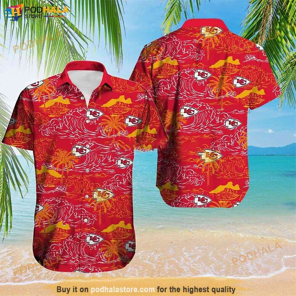 Playful Kansas City Chiefs Hawaiian Shirt, Vibrant Tropical Design For Fans