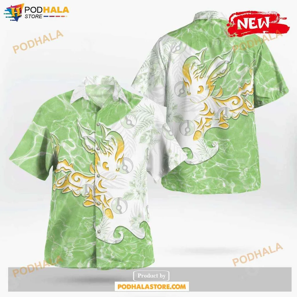 Playful Leafeon Aloha Shirt, Tropical Design For Men And Women Hawaiian Shirt